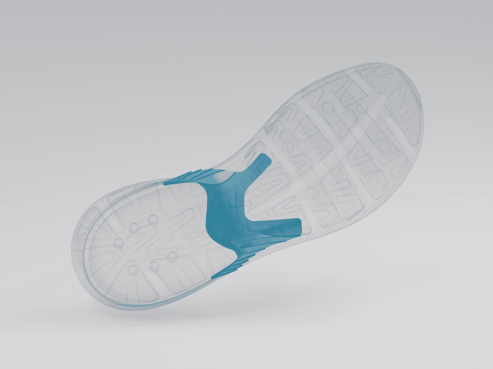 X-ray view of the sole from below: the FIRMOBRIDGE element spans the midfoot